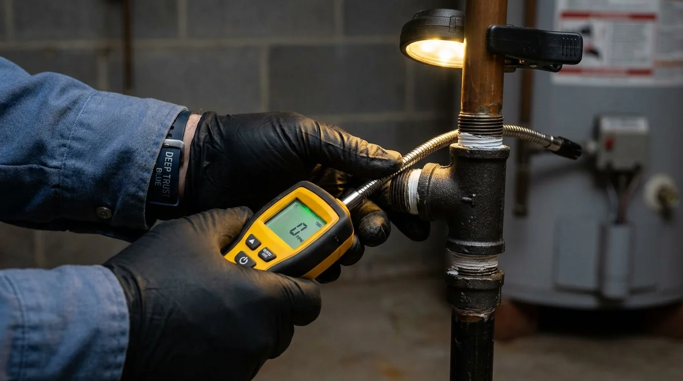 Gas leak detection with electronic sniffer by Johns Plumbing LLC in Pepeekeo