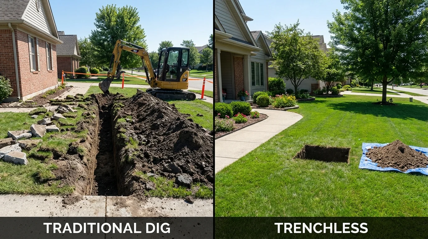 Trenchless sewer repair with minimal yard damage versus traditional excavation in Pepeekeo, HI